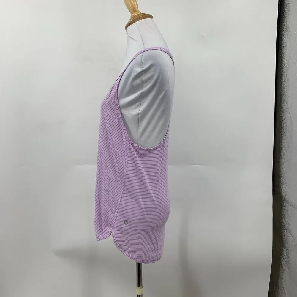 Lululemon Racerback Tank Top Womens 4 Lavender Striped Scoop Neck Sleeveless